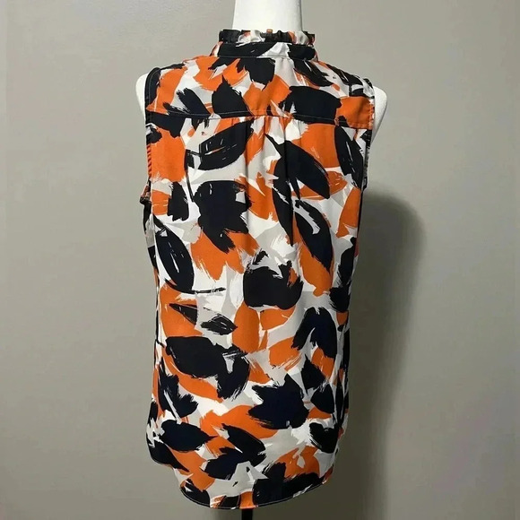 Banana Republic Print  Drapery Classic Ruffle Collar Tank - Picture 6 of 9